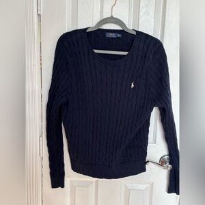 Navy Polo Cable Knit Sweater